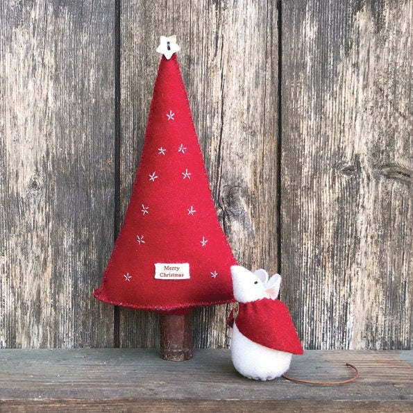 Christmas Decoration - Red Felt Christmas Tree - Christmas Ornament -Christmas Decorations - Holiday Decor - Xmas Homeware