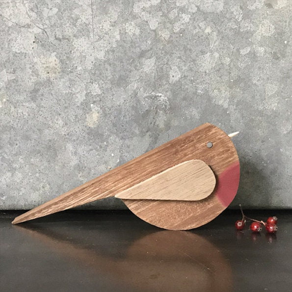 Wooden Robin Christmas Decoration - Large Wooden Ornament - Christmas Gift - Christmas Decorations - Holiday Decor - Xmas Homeware