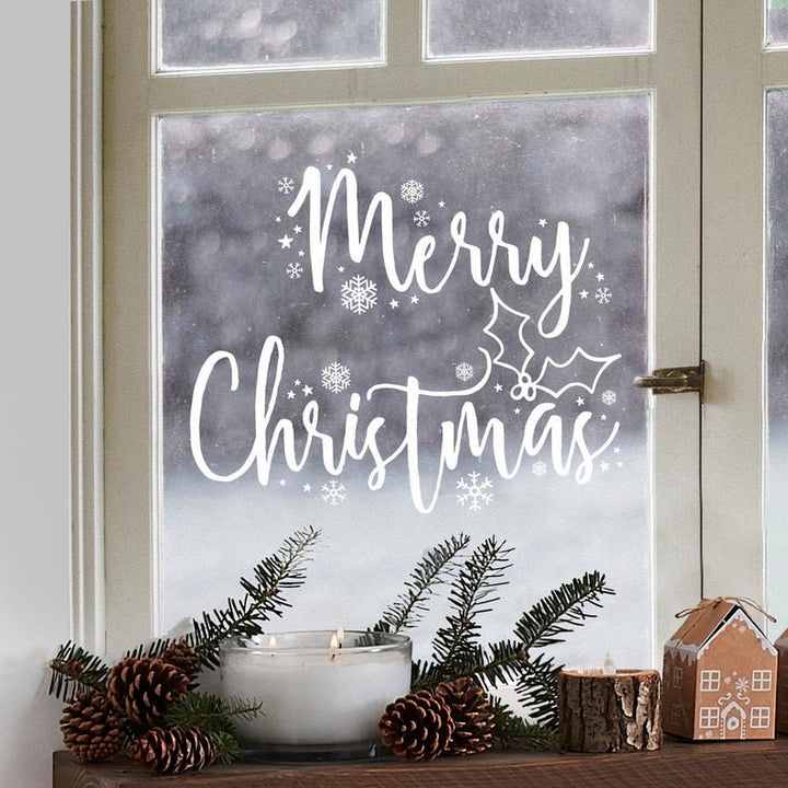 Merry Christmas Window Stickers - White Merry Christmas Shop Sticker - Christmas stickers - Christmas Decorations - Holiday Season Decor