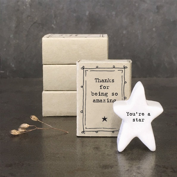 Porcelain Star Matchbox Gift - You're A Star - Birthday Present - Gift For Friend - Friendship Gifts - Being Amazing - East Of India