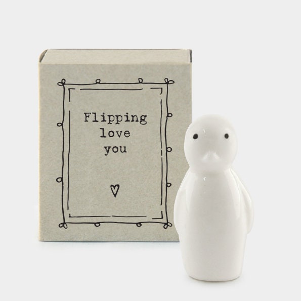 Porcelain Penguin Matchbox Gift - Birthday Present - Gift For Friend - Friendship Gifts  - Flipping Love You - East Of India