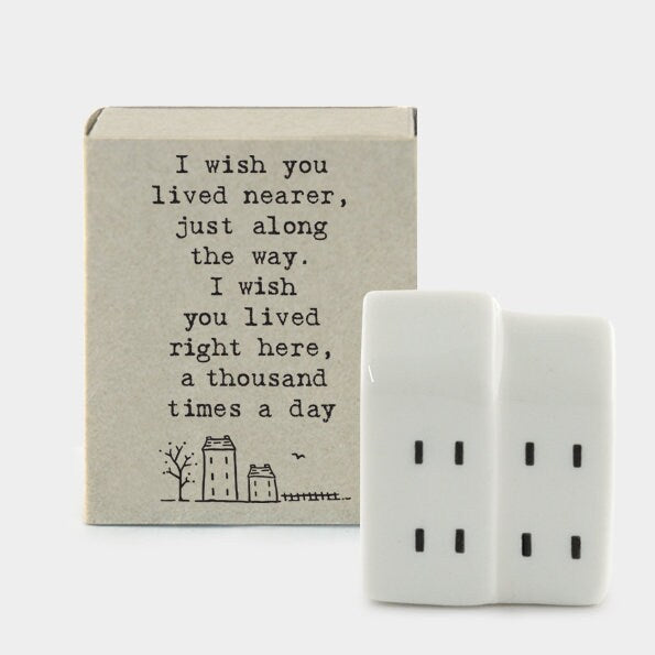 Porcelain House Matchbox Gift - I Wish You Lived Nearer - Birthday Present - Gift For Friend - Friendship Gifts - East Of India