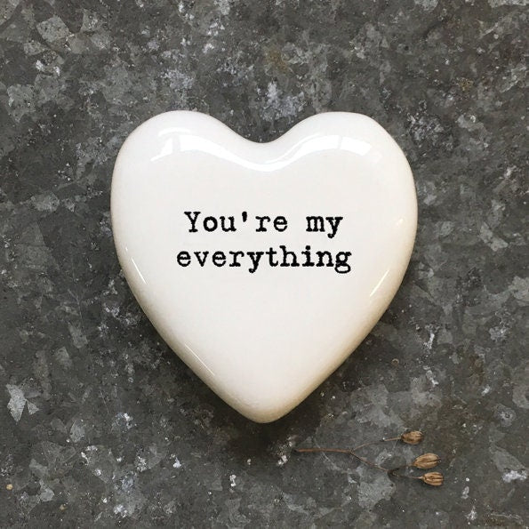 You're My Everything Heart Pebble - Keepsake Token - Valentine's - Birthday Present - Gift For Friend - Lockdown Gift - East Of India