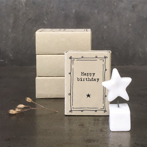 Porcelain Star Matchbox Gift - Happy Birthday - Birthday Present - Gift For Friend - Friendship Gifts - Keepsake Token - East Of India