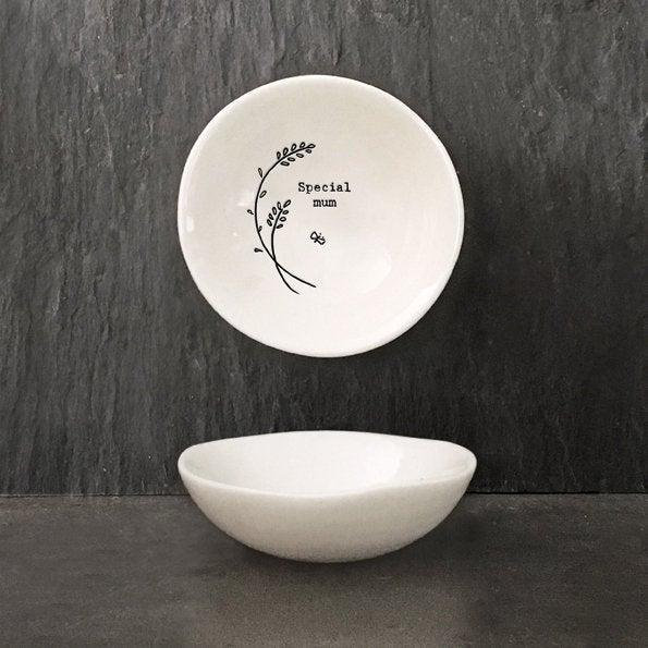 Porcelain Bowl - Tiny Trinket Bowl - Special Mum - Small Mother's Day Gift - Small Dish - Small Item Storage - East Of India