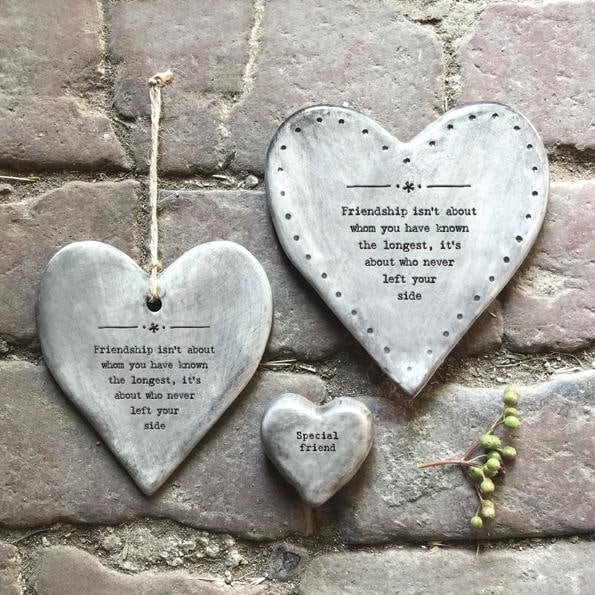 Porcelain Hanging Heart - Friendship Isn't About Who You've Known Longest - Present - Gift For Friend - Friendship Gifts-East Of India