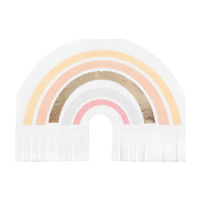 Pastel Rainbow Napkins - Pastel And Gold Paper Party Napkins - Happy Everything Napkins - Napkins with tassels - White Napkins - Pack of 16