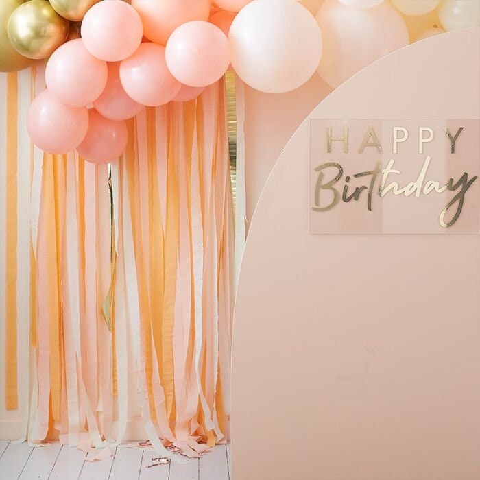 Gold And Peach Party Streamers Backdrop - Birthday Decorations - Photo Backdrop - Streamer Garland - Birthday Party Decor - Hen Party