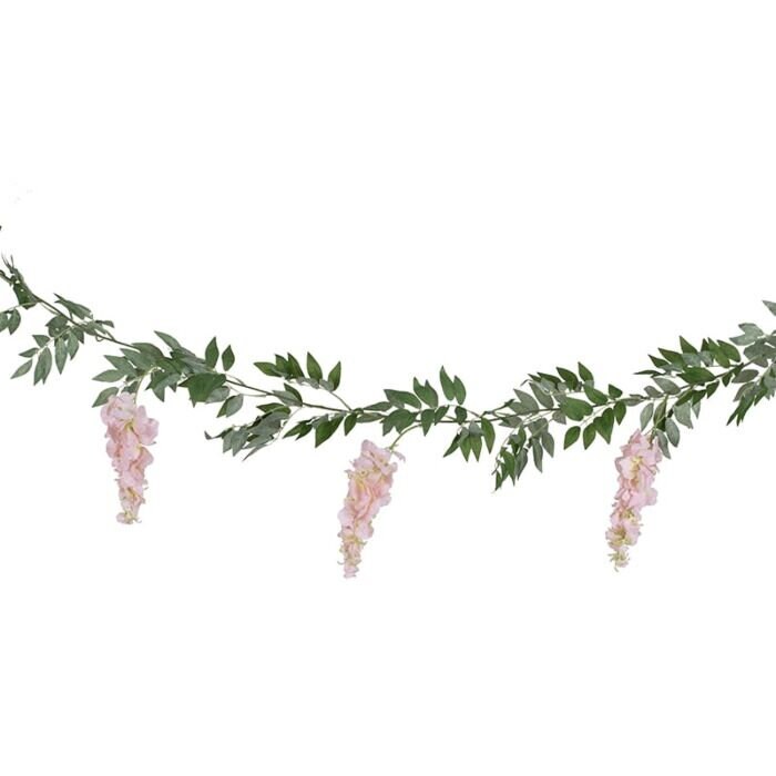Pink And Green Wisteria Foliage Garland - Artificial Flowers - Wedding decorations - Wedding flowers - Wedding backdrop - Party decorations