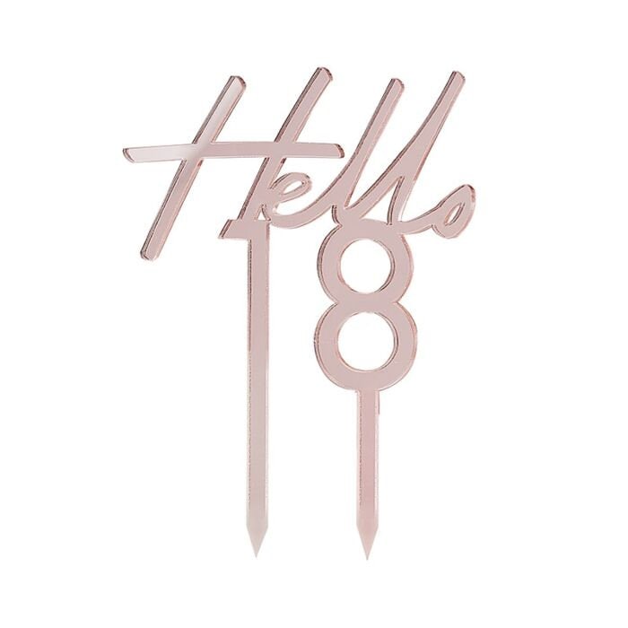 18th Birthday Cake Topper - Rose Gold Hello 18 Topper - 18th Birthday Cake Decoration - Party decoration - Age cake topper - Acrylic Topper