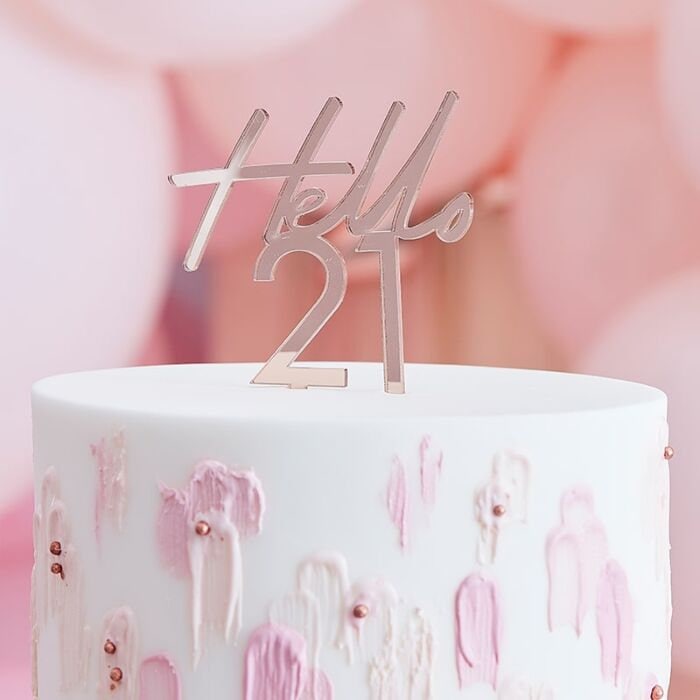 21st Birthday Cake Topper - Rose Gold Hello 21 Topper - 21st Birthday Cake Decoration - Party decoration - Age cake topper - Acrylic Topper