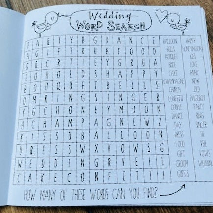 Wedding Activity & Colouring Book - Wedding Entertainment Books For Children - Kids Wedding Table Accessory - Rachel Ellen Designs