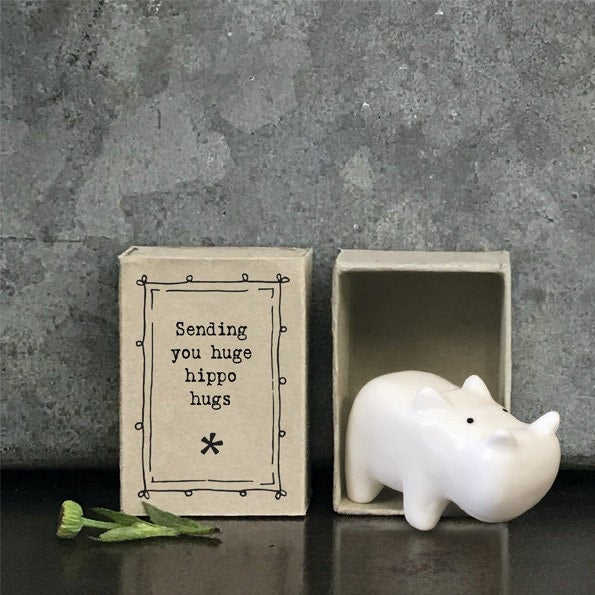 Hippo Matchbox Gift - Birthday Present - Gift For Friend - Friendship Gifts  - Sending You Huge Hippo Hugs - Thinking Of You - East Of India