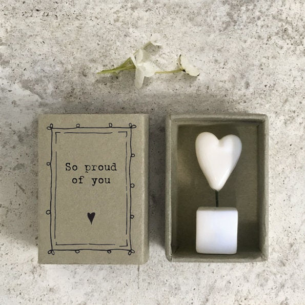 Porcelain Heart Matchbox Gift - So Proud Of You - Thinking Of You - Gifts For Friends - Difficult Time Gifts - Small Keepsake -East Of India