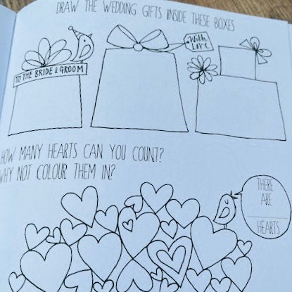 Wedding Activity & Colouring Book - Wedding Entertainment Books For Children - Kids Wedding Table Accessory - Rachel Ellen Designs