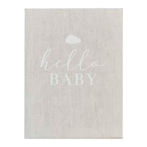 Baby Journal Book - Grey Baby Record - Baby Milestone Keepsake - Baby Shower Gift - Present For New Mum - Hello Baby - Gender Neutral