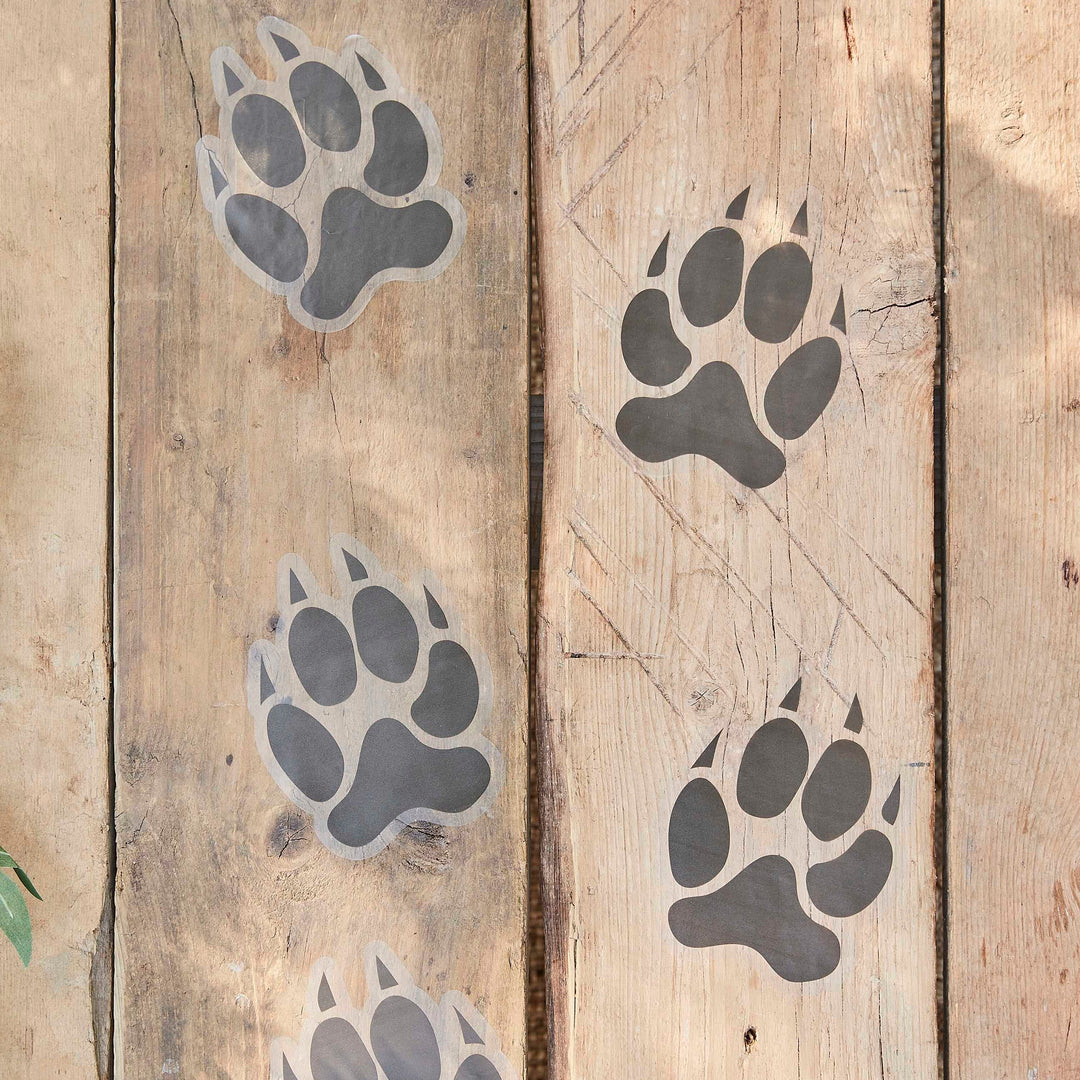 Animal Paw Print Floor Stickers - Wild Animal Party Accessory - Kids Jungle Safari Party Theme - Animal Birthday Party Decorations-Pack of 6