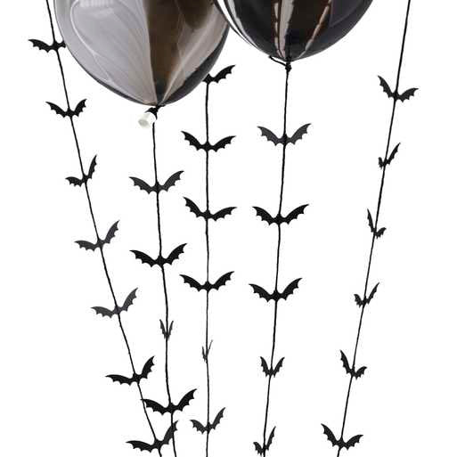 Black Bat Balloon Tails - Black Halloween Balloon Accessories - Halloween Party Decorations - Bat Balloon Strings - Pack of 5