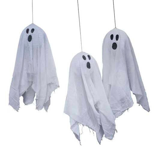 Halloween Ghost Decorations - White And Black Hanging Ghost Decorations - Spooky House Decor - Halloween Party Decorations - Pack of 3