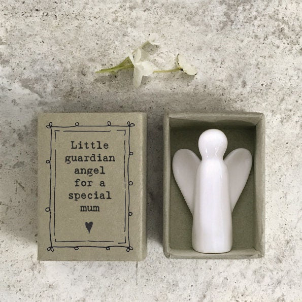 Porcelain Guardian Angel Matchbox Gift - Birthday Present - Gift For Friend-Friendship Gifts-Little Guardian Angel Special Mum-East Of India