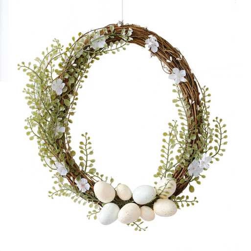 Easter Wreath - Egg, Foliage & Twig Wreath - Artificial Flower Garland - Easter Door Decoration - Spring Time Wreath - Easter Egg Wreath