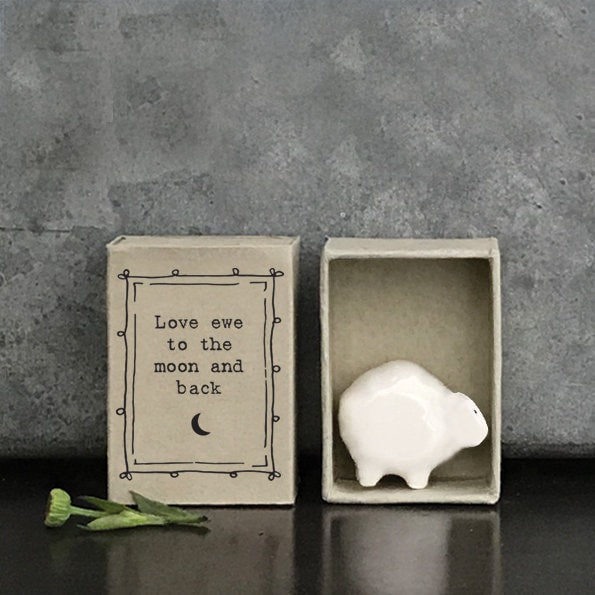 Porcelain Sheep Matchbox Gift - Birthday Present - Gift For Friend - Love Ewe To The Moon And Back - Thinking Of You - East Of India