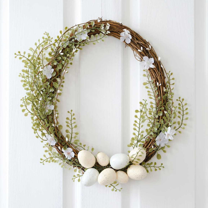 Easter Wreath - Egg, Foliage & Twig Wreath - Artificial Flower Garland - Easter Door Decoration - Spring Time Wreath - Easter Egg Wreath