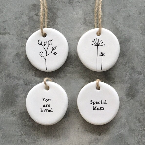 Mini Porcelain Hanging Tag - Special Mum - Porcelain Keepsake - Congratulations Gift-Small Porcelain Gift-Friendship Gift-East Of India