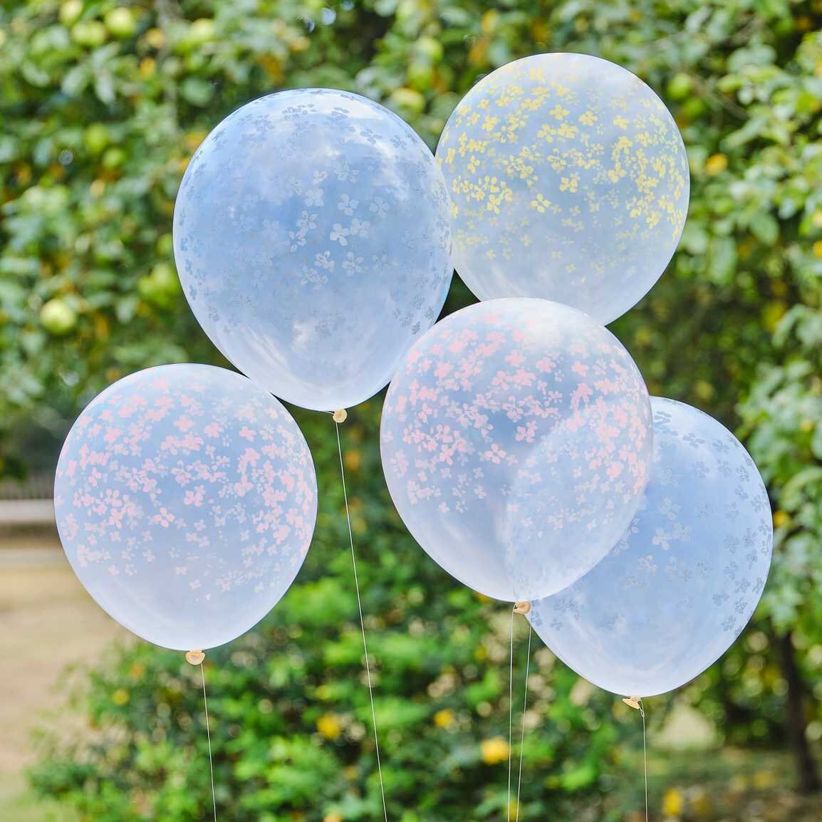 Pastel Floral Balloons Bundle Pack Of 5 Hello Spring Jolie Fete UK Party Supplies Gifts