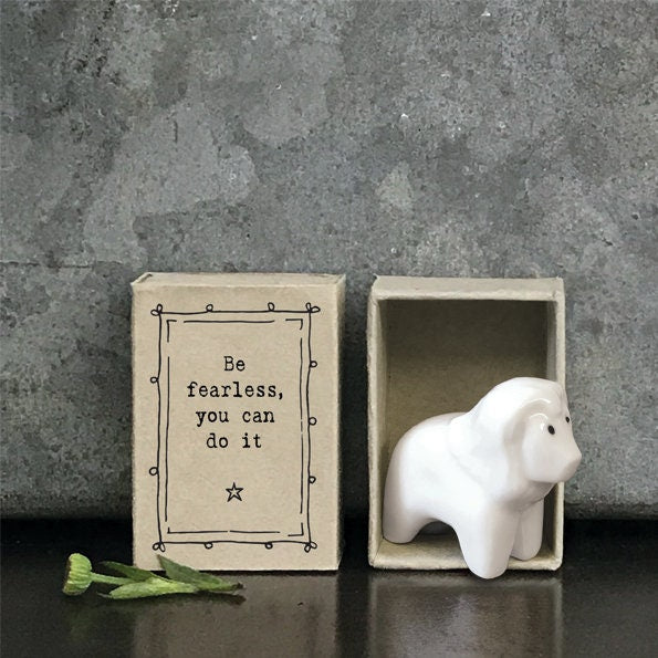 Porcelain Lion Matchbox Gift - Birthday Present - Gift For Friend - Be Fearless You Can Do It - Thinking Of You - East Of India