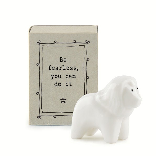 Porcelain Lion Matchbox Gift - Birthday Present - Gift For Friend - Be Fearless You Can Do It - Thinking Of You - East Of India