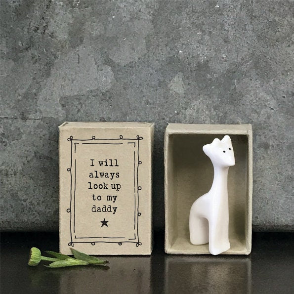 Porcelain Giraffe Matchbox Gift - Birthday Present - Father's Day Gift - I Will Always Look Up To My Daddy - Gift For Dad - East Of India