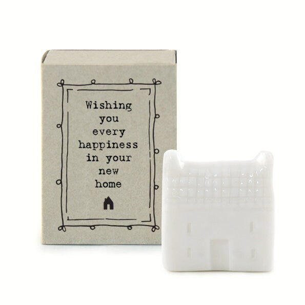 Porcelain House Matchbox Gift - Wishing You Every Happiness In Your New Home - Moving In Gift - Gift For Friend - East Of India