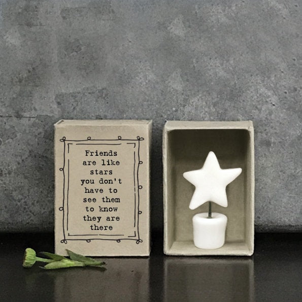 Porcelain Star Matchbox Gift - Friends Are Like Stars, You Don't Need To See Them - Gift For Friend -Friendship Gifts-Keepsake-East Of India