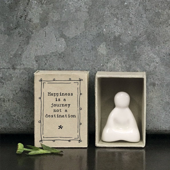 Porcelain Buddha Matchbox Gift - Happiness Is a Journey Not A Destination - Gift For Friend - Small Keepsake For Older Kids - East Of India