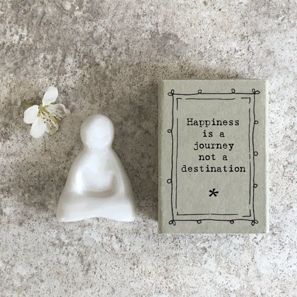 Porcelain Buddha Matchbox Gift - Happiness Is a Journey Not A Destination - Gift For Friend - Small Keepsake For Older Kids - East Of India