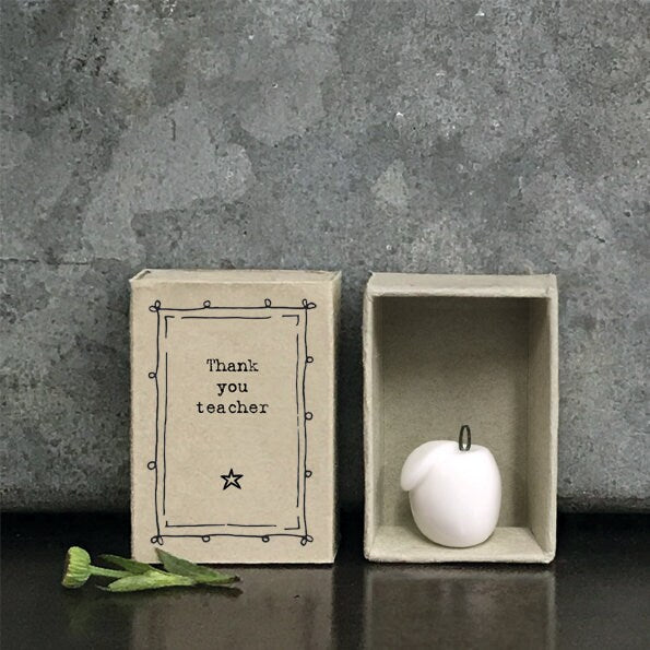 Porcelain Apple Matchbox Gift - Thank You Teacher - Gifts For Teachers - School Teacher Gift - End Of School Gifts - East Of India