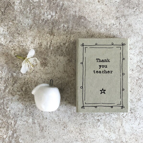 Porcelain Apple Matchbox Gift - Thank You Teacher - Gifts For Teachers - School Teacher Gift - End Of School Gifts - East Of India