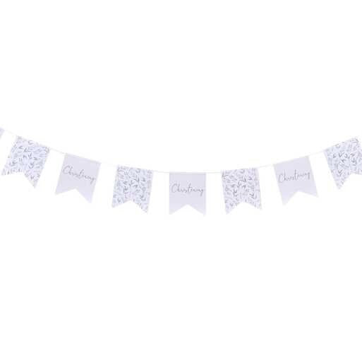 Christening Bunting - White & Green Botanical Christening Garland - Botanical Baby - Gender Neutral - Christening Decorations