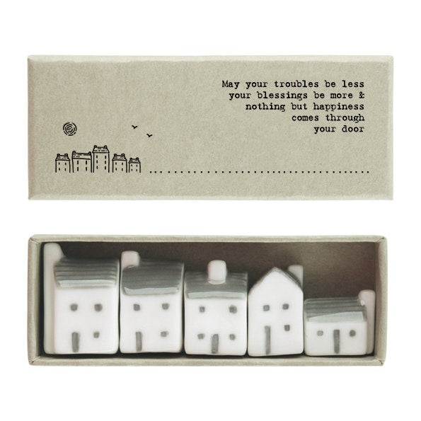 Porcelain Mini Houses Gift - Street In A Box - Keepsake Gift-Boxed Thinking Of You Gift-Small Porcelain Houses-Gift For Friend-East Of India