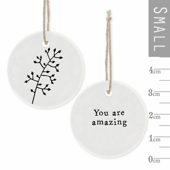 Mini Porcelain Hanging Tag - You Are Amazing - Porcelain Keepsake - Congratulations Gift -Small Porcelain Gift-Friendship Gift-East Of India