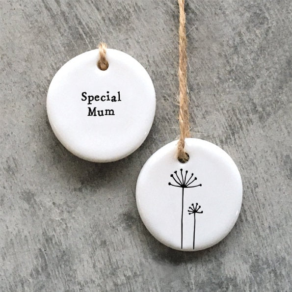 Mini Porcelain Hanging Tag - Special Mum - Porcelain Keepsake - Congratulations Gift-Small Porcelain Gift-Friendship Gift-East Of India