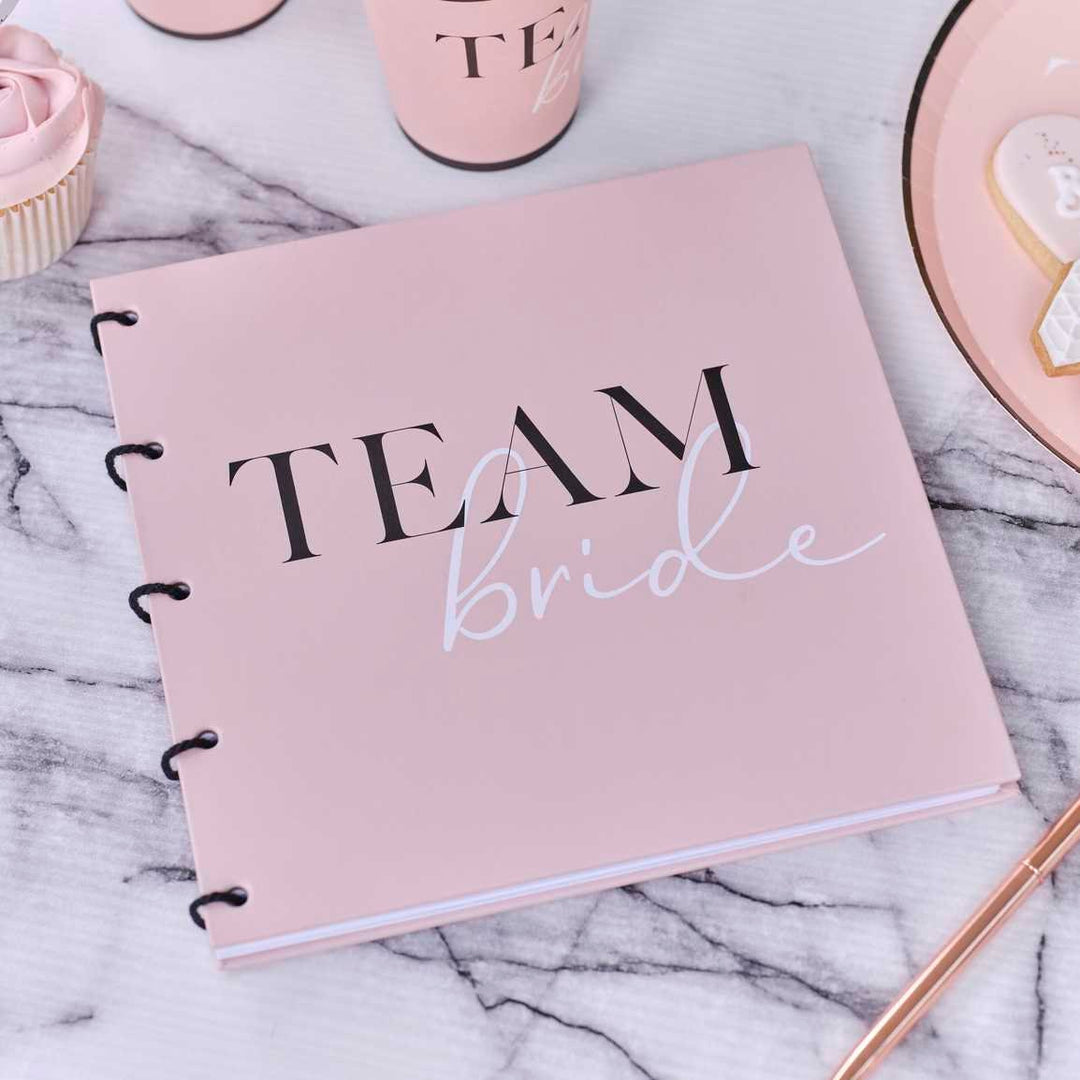 Team Bride Guest Book - Pink & Black Hen Party Guest Book - Messages For The Bride To Be - Hen Party Photo Album - Bridal Shower Book