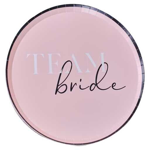 Team Bride Hen Party Paper Plates - Pink & Black Bridal Shower Party Plates - Hen Party Plates - Bachelorette Party Plates - Pack of 8