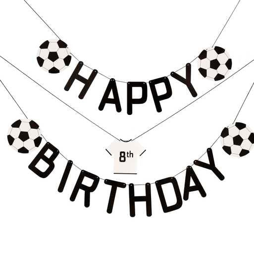 Football Party Bunting - Black And White Customisable Garland - Birthday Party Decor - Soccer Themed Party Decorations - Sports Party