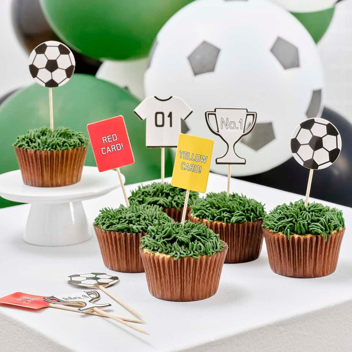 Football Cupcake Toppers - Football Birthday Party Cupcake Toppers - Football Party Supplies - Football Cake Decorations - Pack Of 12