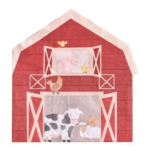 Farmyard Paper Party Napkins - Farm Animal Children's Birthday Napkins - Kids Birthday Party - Farm Birthday Partyware - Pack Of 16