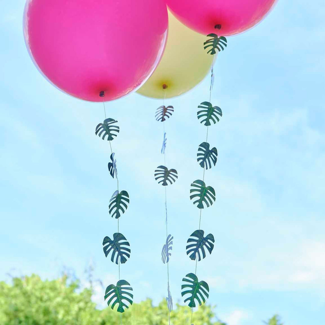 Palm Leaf Balloon Tails Decoration - Birthday Party Decorations - Baby Shower Party Balloons - Tropical Party Decorations - Pack of 5