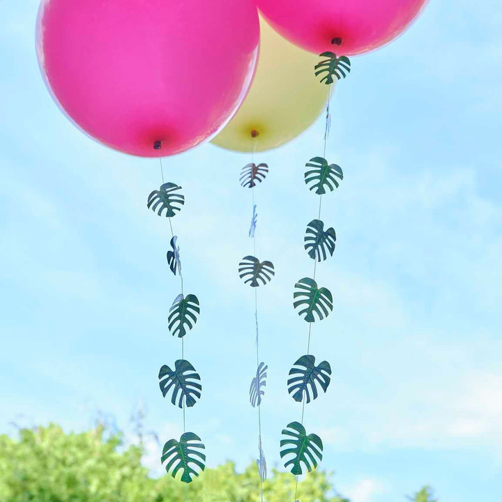 Palm Leaf Balloon Tails Decoration - Birthday Party Decorations - Baby Shower Party Balloons - Tropical Party Decorations - Pack of 5