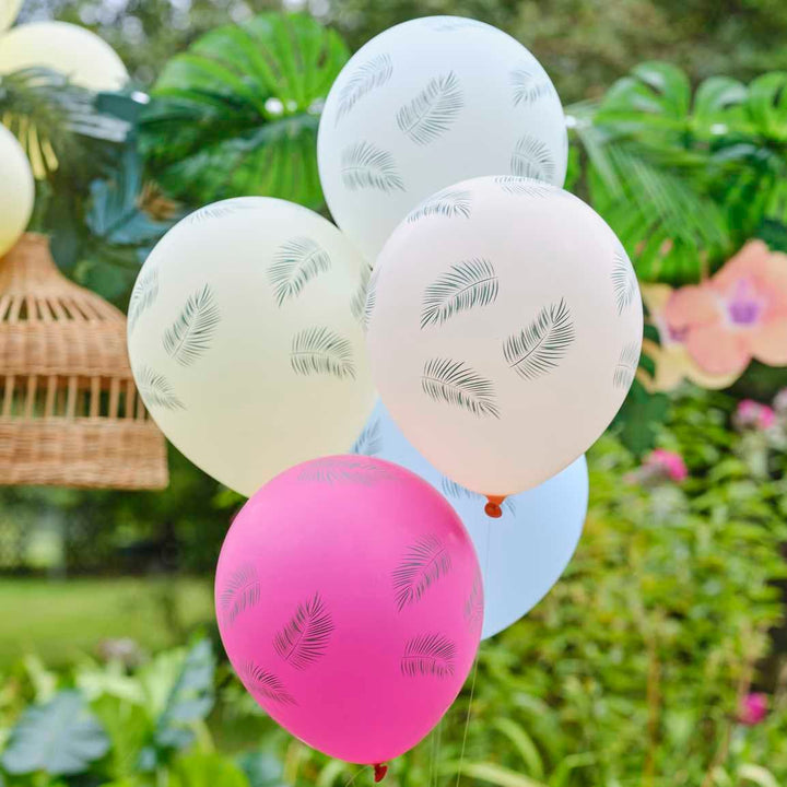 Tropical Leaf Party Balloons - Tropical Party Decorations - Hawaiian Balloons - Tropical Birthday Balloons - Tiki Party - Pack of 5